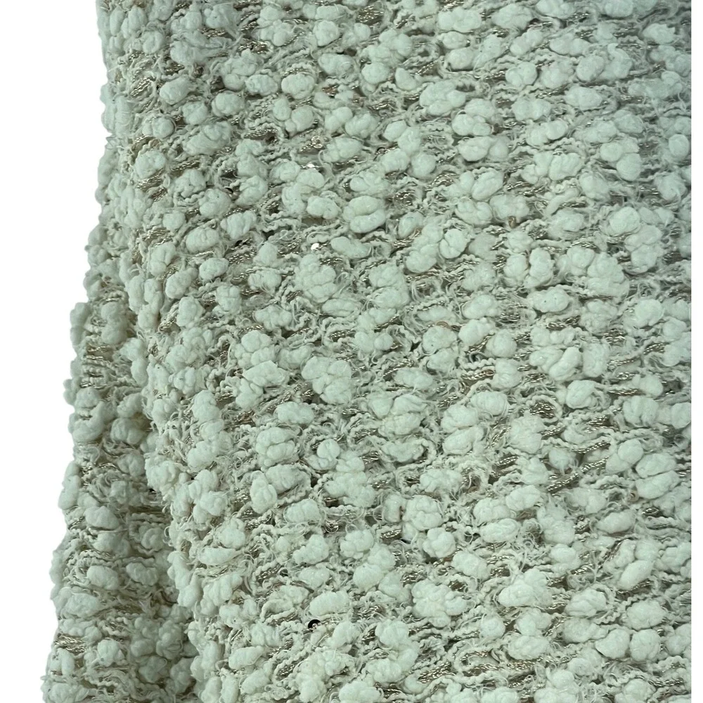 Ivory Boucle Knit Throw‎ Blanket Neutral Textured Woven Cozy Chic 45x45 bling